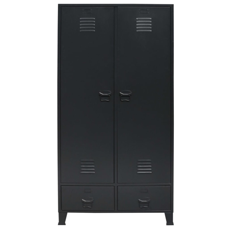 Produktbild för Garderob industriell stil metall 90x40x180 cm svart