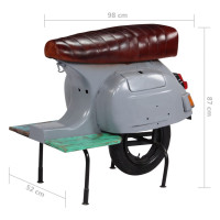 Produktbild för Barstol moped grå äkta läder massivt återvunnet trä