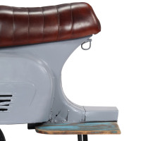 Produktbild för Barstol moped grå äkta läder massivt återvunnet trä