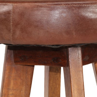 Produktbild för Barstolar 2 st äkta läder och massivt akaciaträ