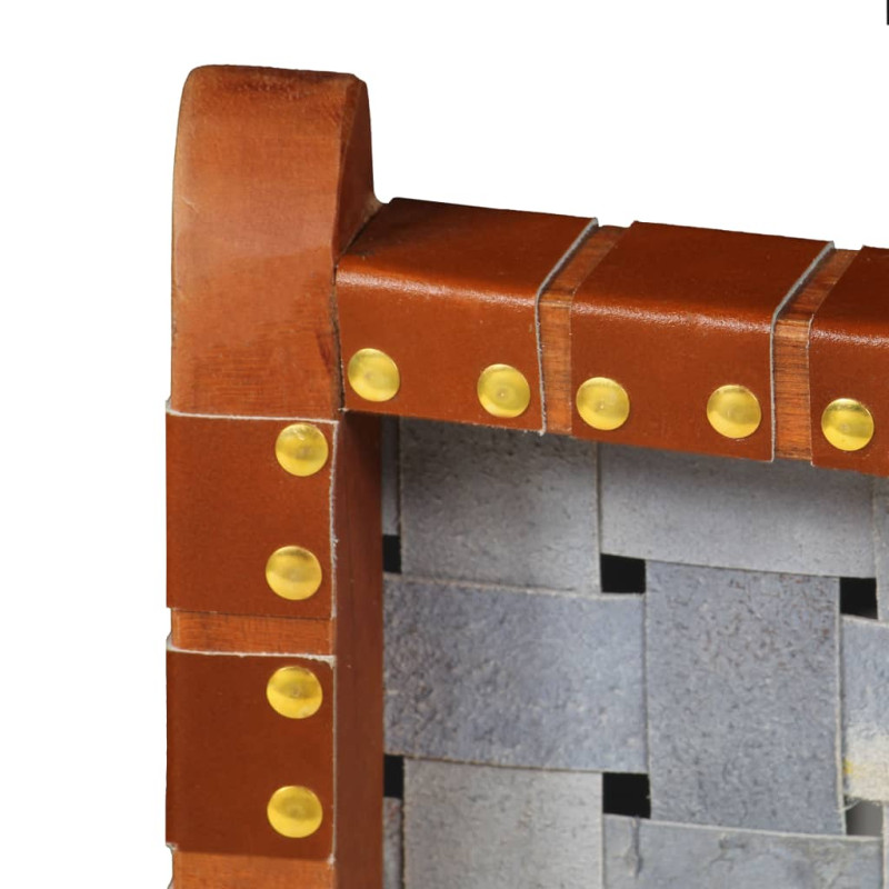 Produktbild för Hopfällbar stol flätad brun äkta läder