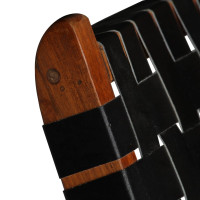 Miniatyr av produktbild för Hopfällbar stol flätad svart äkta läder