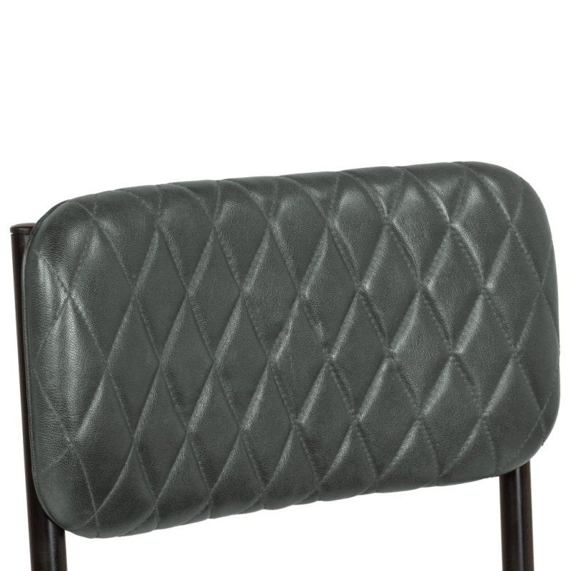 Produktbild för Matstolar 2 st grå äkta läder