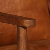 Miniatyr av produktbild för 2-sitssoffa i äkta läder med akaciaträ brun