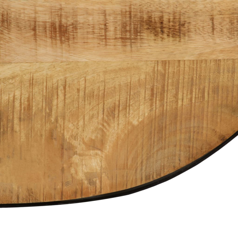 Produktbild för Soffbord massivt grovt mangoträ och stål oval 110 cm
