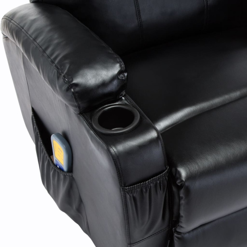 Produktbild för Gungande massagefåtölj justerbar svart konstläder