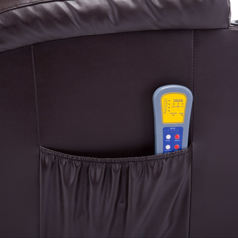 Produktbild för Gungande massagefåtölj justerbar brun konstläder