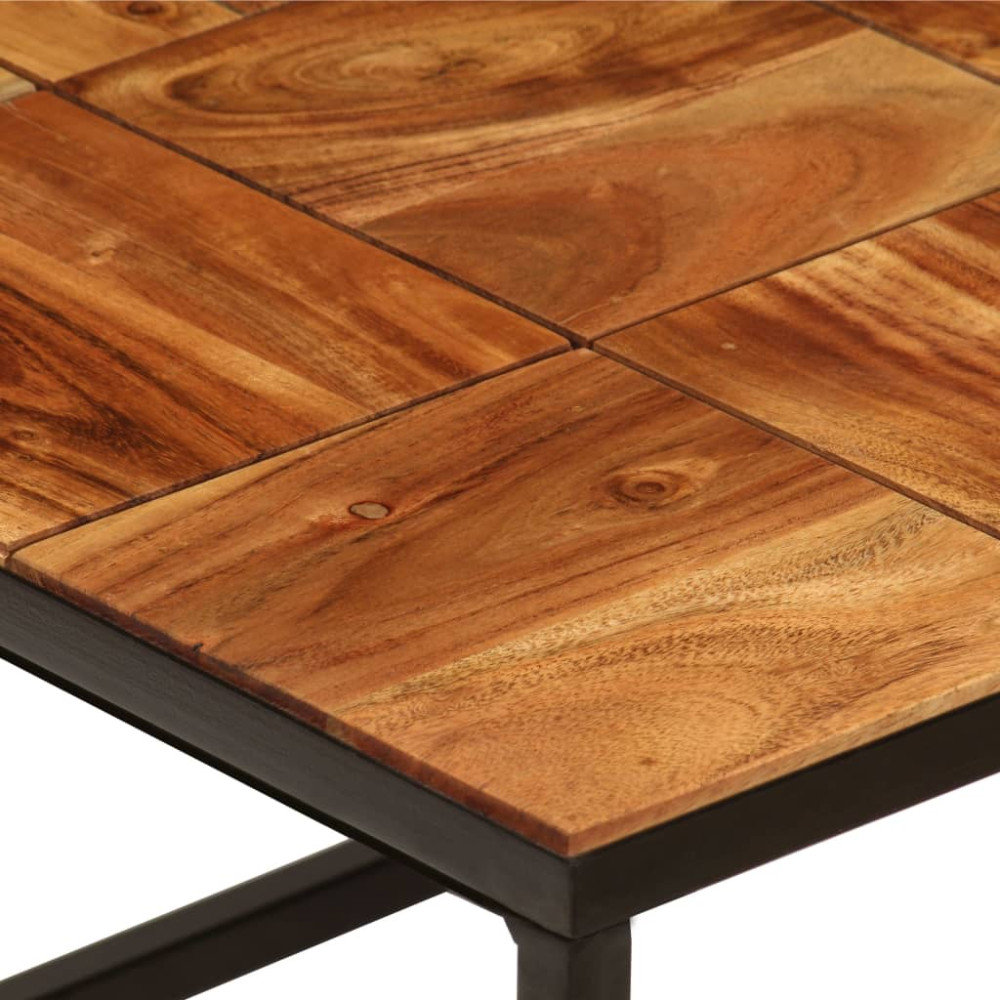 Produktbild för Soffbord 110x60x40 cm massivt akaciaträ och stål