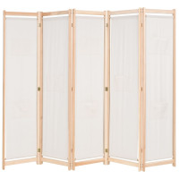 Miniatyr av produktbild för Rumsavdelare 5 paneler gräddvit 200x170x4 cm tyg