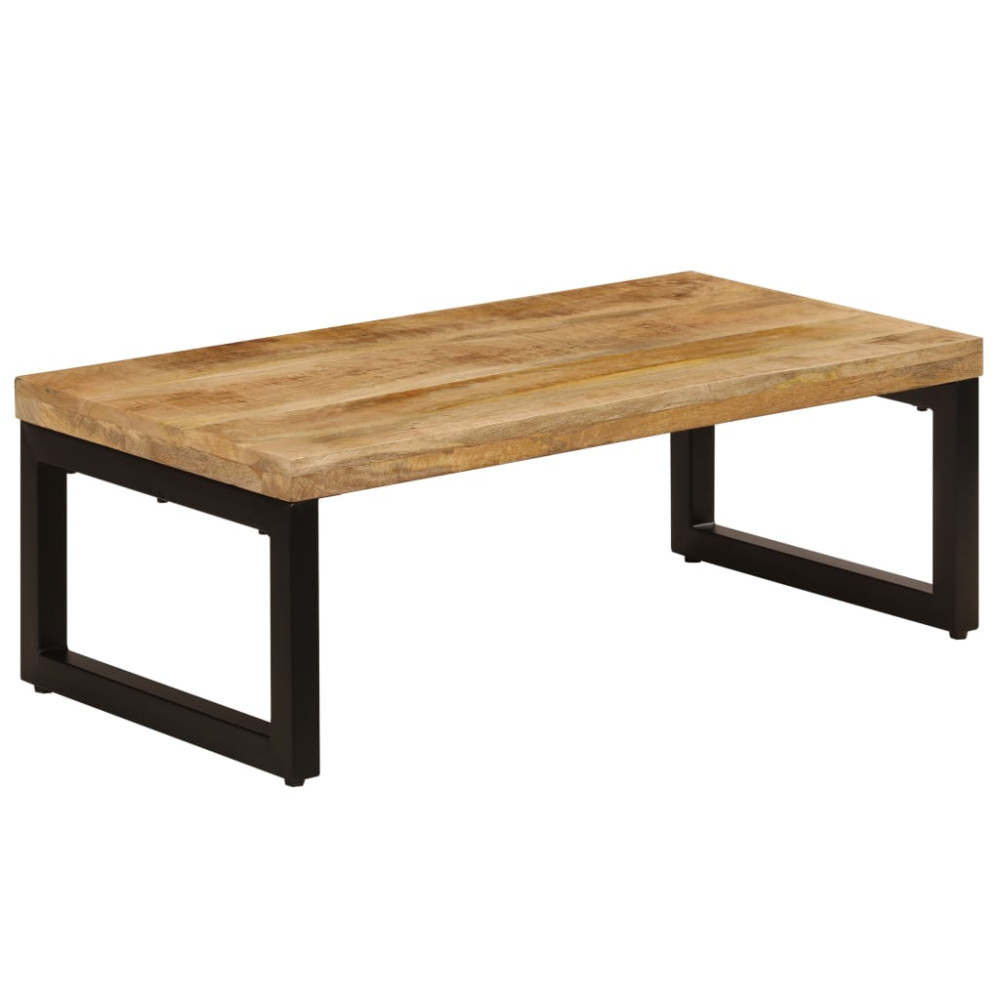 Produktbild för Soffbord 100x50x35 cm massivt mangoträ och stål