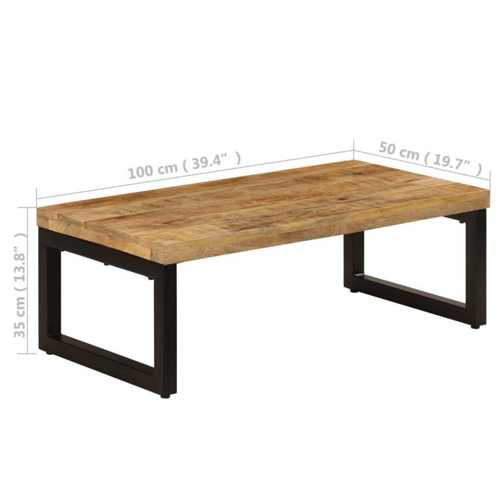 Produktbild för Soffbord 100x50x35 cm massivt mangoträ och stål