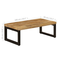 Produktbild för Soffbord 100x50x35 cm massivt mangoträ och stål