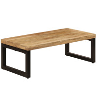 Produktbild för Soffbord 100x50x35 cm massivt mangoträ och stål