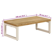 Produktbild för Soffbord 100x50x35 cm massivt mangoträ och stål