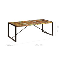 Produktbild för Matbord 220x100x75 cm massivt återvunnet trä