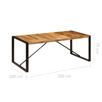 Produktbild för Matbord 200x100x75 cm massivt mangoträ