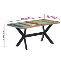 Produktbild för Matbord 160x80x75 cm massivt återvunnet trä