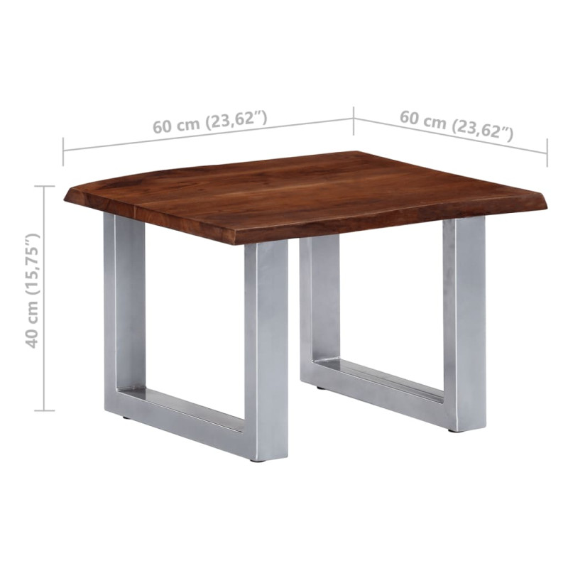Produktbild för Soffbord med levande kanter 60x60x40 cm massivt akaciaträ