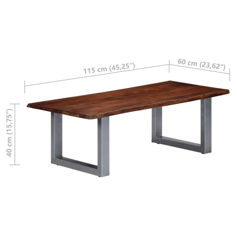 Produktbild för Soffbord med levande kanter 115x60x40 cm massivt akaciaträ