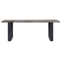 Produktbild för Soffbord med levande kanter grå 115x60x40 cm massivt akaciaträ