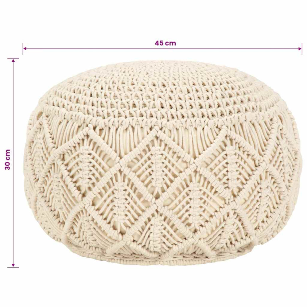 Produktbild för Handgjord sittpuff makramé 45x30 cm bomull