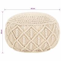 Produktbild för Handgjord sittpuff makramé 45x30 cm bomull
