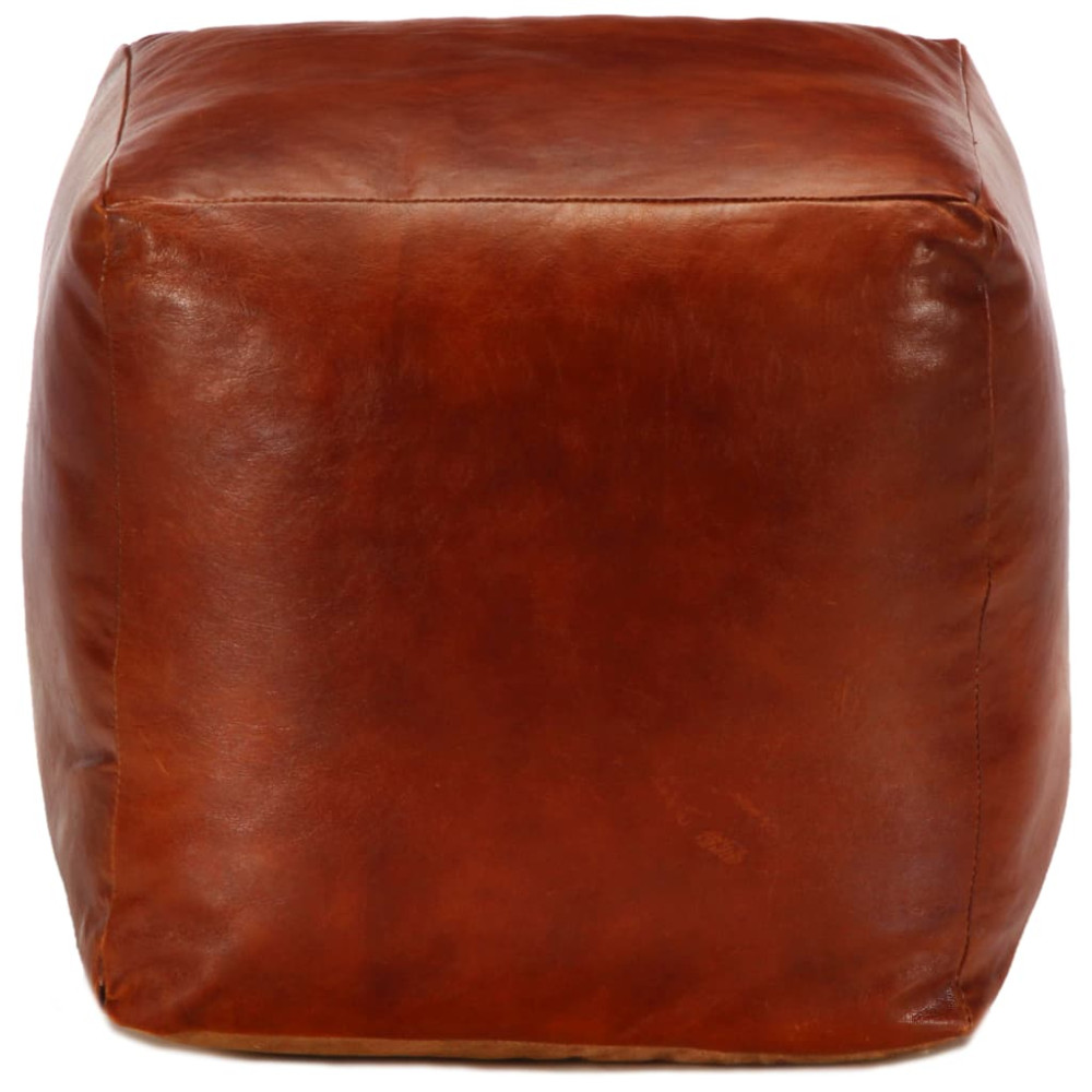 Produktbild för Sittpuff brun 40x40x40 cm äkta getskinn