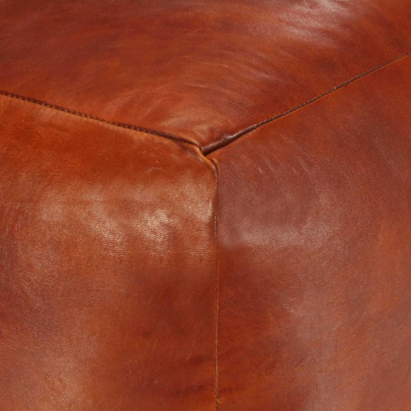 Produktbild för Sittpuff brun 40x40x40 cm äkta getskinn