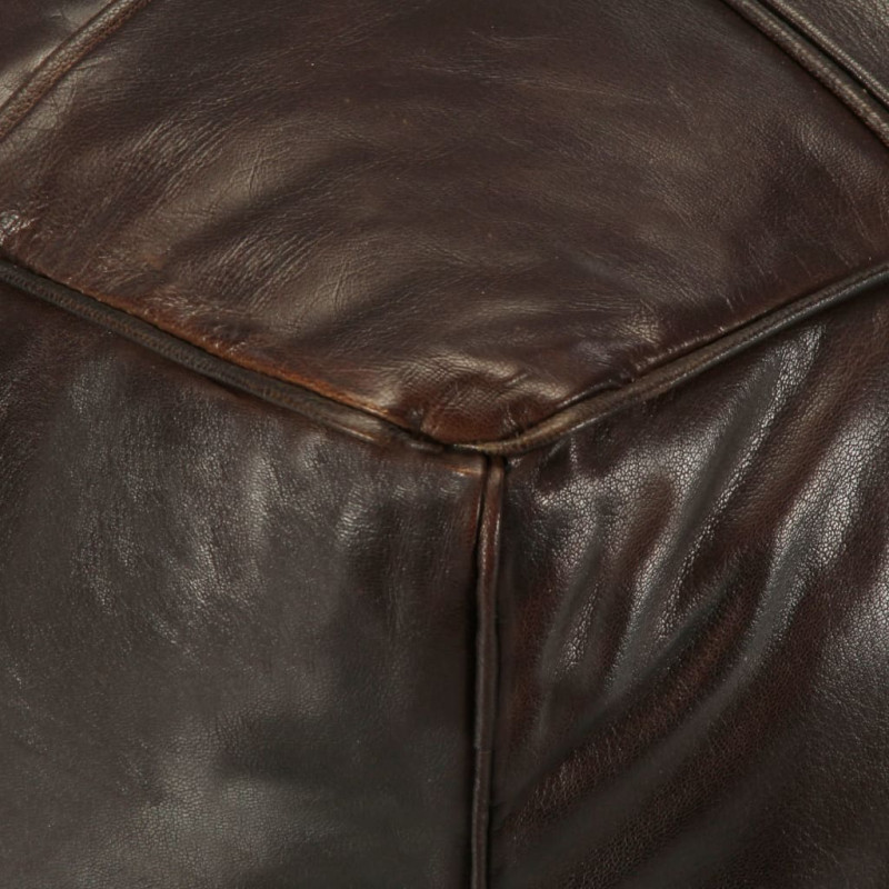 Produktbild för Sittpuff mörkbrun 60x60x30 cm äkta getskinn
