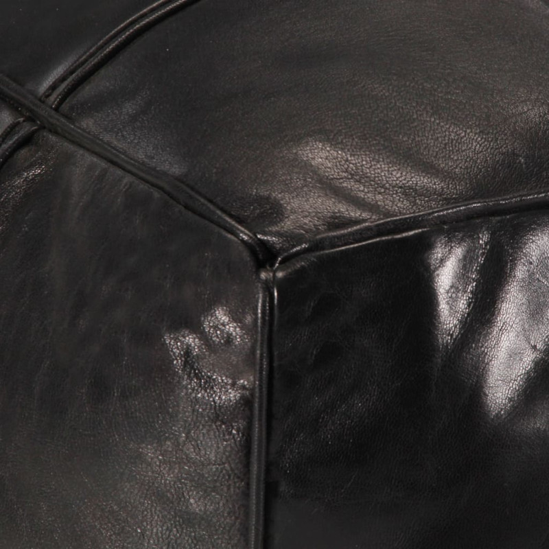 Produktbild för Sittpuff svart 60x60x30 cm äkta getskinn