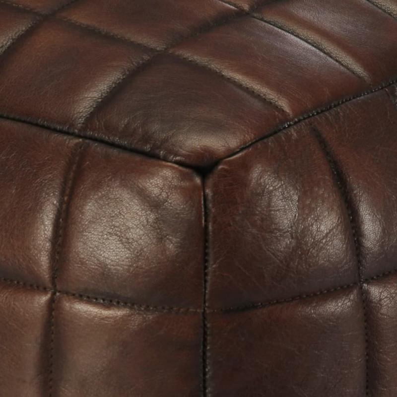 Produktbild för Sittpuff mörkbrun 40x40x40 cm äkta getskinn