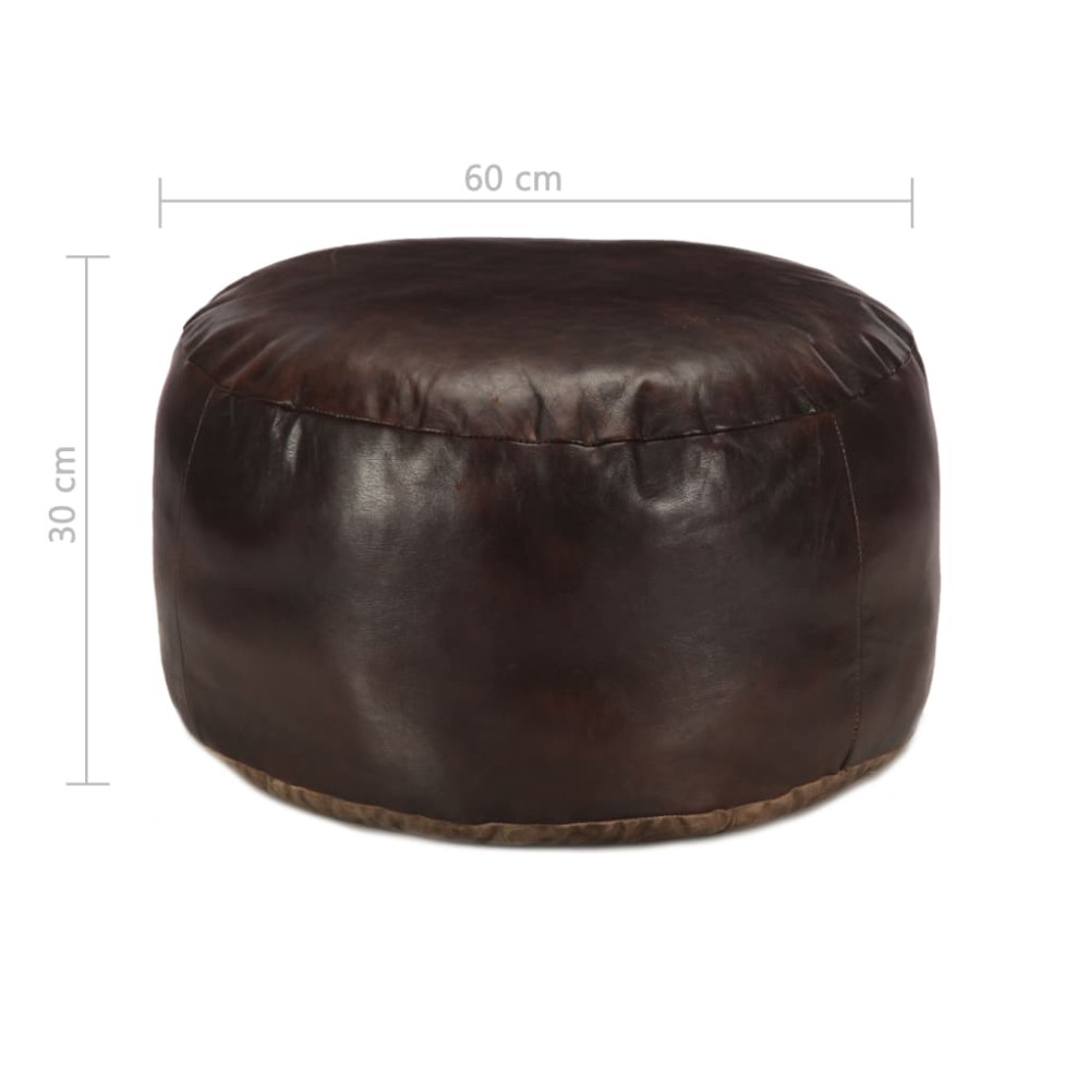 Produktbild för Sittpuff mörkbrun 60x30 cm äkta getskinn