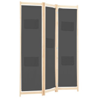 Miniatyr av produktbild för Rumsavdelare 3 paneler 120x170x4 cm grå tyg