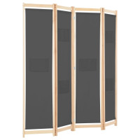 Produktbild för Rumsavdelare 4 paneler 160x170x4 cm grå tyg
