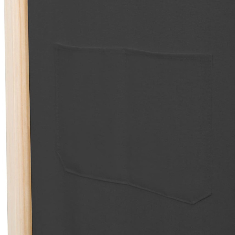 Produktbild för Rumsavdelare 5 paneler 200x170x4 cm grå tyg
