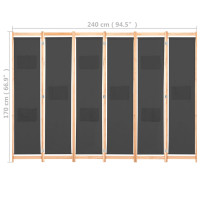 Produktbild för Rumsavdelare 6 paneler 240x170x4 cm grå tyg