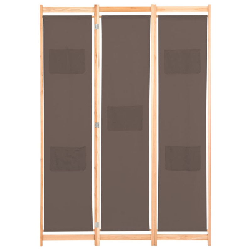 Produktbild för Rumsavdelare 3 paneler 120x170x4 cm brun tyg
