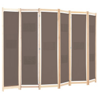 Produktbild för Rumsavdelare 6 paneler 240x170x4 cm brun tyg