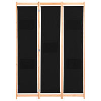 Miniatyr av produktbild för Rumsavdelare 3 paneler 120x170x4 cm svart tyg
