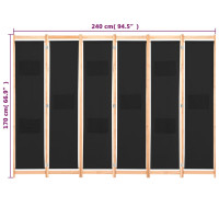 Produktbild för Rumsavdelare 6 paneler 240x170x4 cm svart tyg