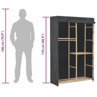 Produktbild för Garderob 3 nivåer 110x40x170 cm grå tyg