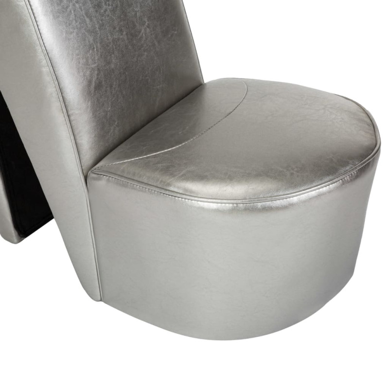 Produktbild för Stol klacksko silver konstläder