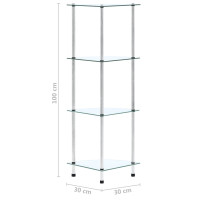 Produktbild för Hylla 4 hyllplan transparent 30x30x100 cm härdat glas