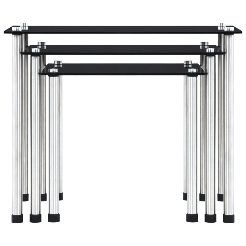Produktbild för Satsbord 3 st svart härdat glas