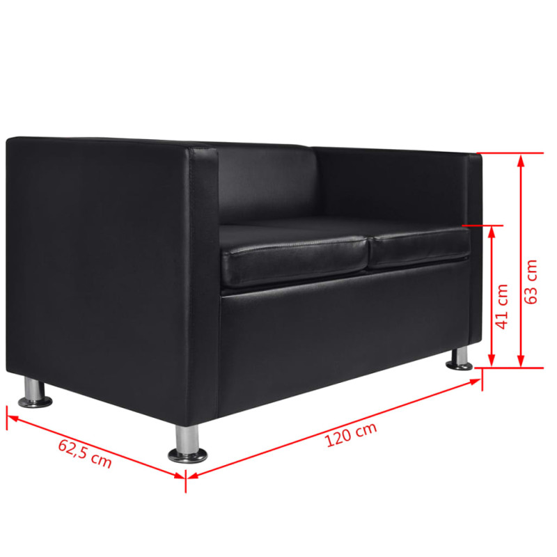Produktbild för Soffgrupp konstläder med 3-sits och 2-sits svart