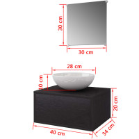 Produktbild för Badrumsmöbler 3 delar inklusive handfat svart
