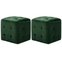 Miniatyr av produktbild för Sittpuff 2 st grön 30x30x30 cm sammetstyg