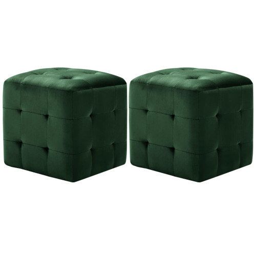 vidaXL Sittpuff 2 st grön 30x30x30 cm sammetstyg