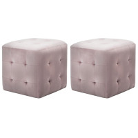 Miniatyr av produktbild för Sittpuff 2 st rosa 30x30x30 cm sammetstyg