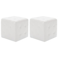 Miniatyr av produktbild för Sittpuff 2 st vit 30x30x30 cm konstläder